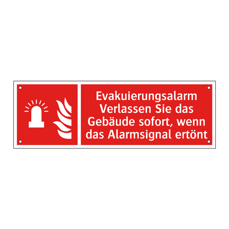 Evakuierungsalarm Verlassen Sie das Gebäude sofort, wenn das Alarmsignal ertönt