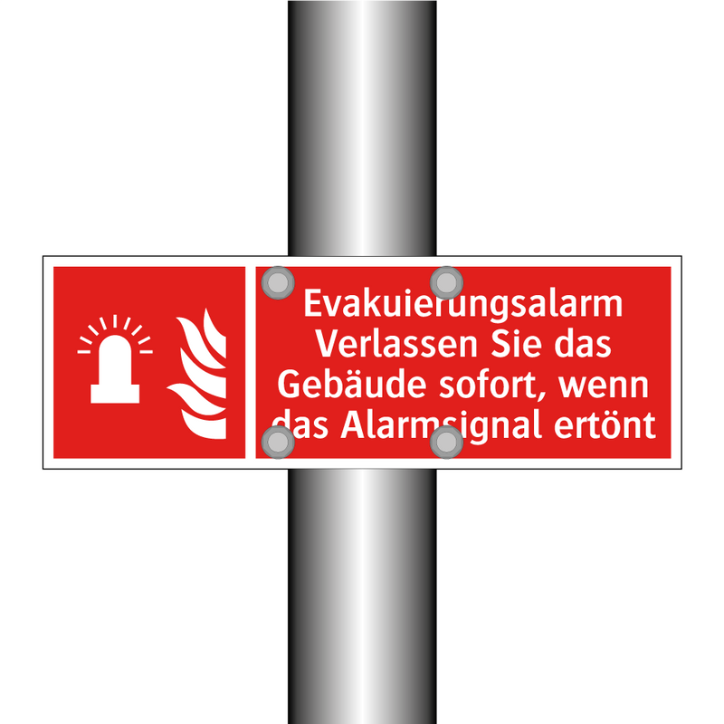 Evakuierungsalarm Verlassen Sie das Gebäude sofort, wenn das Alarmsignal ertönt