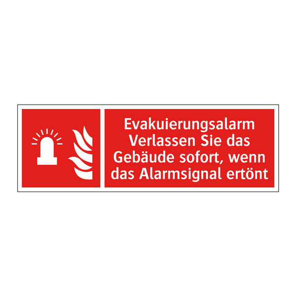 Evakuierungsalarm Verlassen Sie das Gebäude sofort, wenn das Alarmsignal ertönt