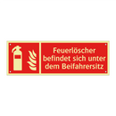 Feuerlöscher befindet sich unter dem Beifahrersitz