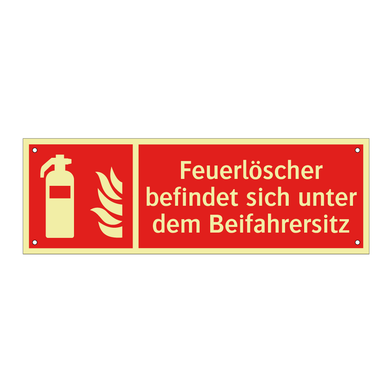 Feuerlöscher befindet sich unter dem Beifahrersitz