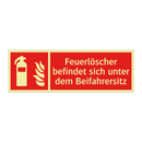 Feuerlöscher befindet sich unter dem Beifahrersitz
