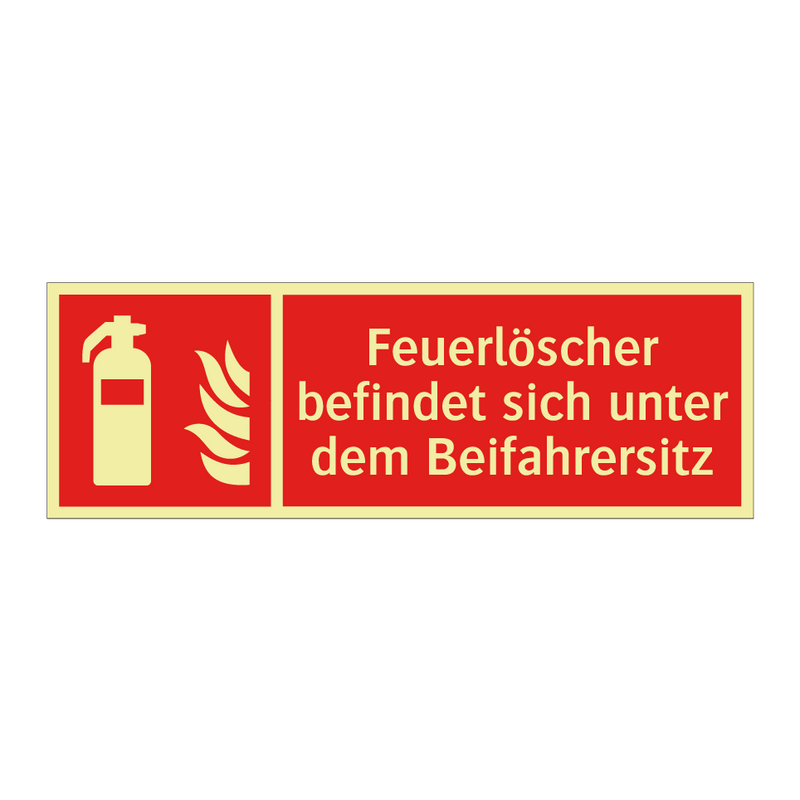 Feuerlöscher befindet sich unter dem Beifahrersitz