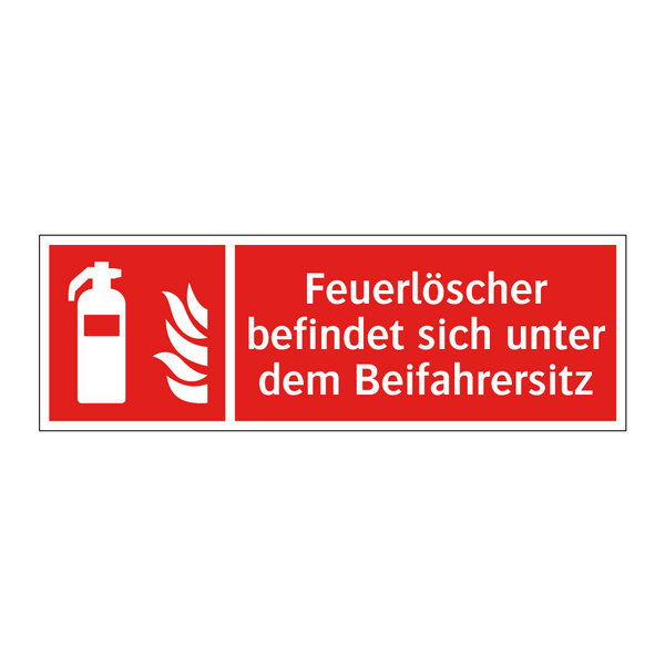 Feuerlöscher befindet sich unter dem Beifahrersitz