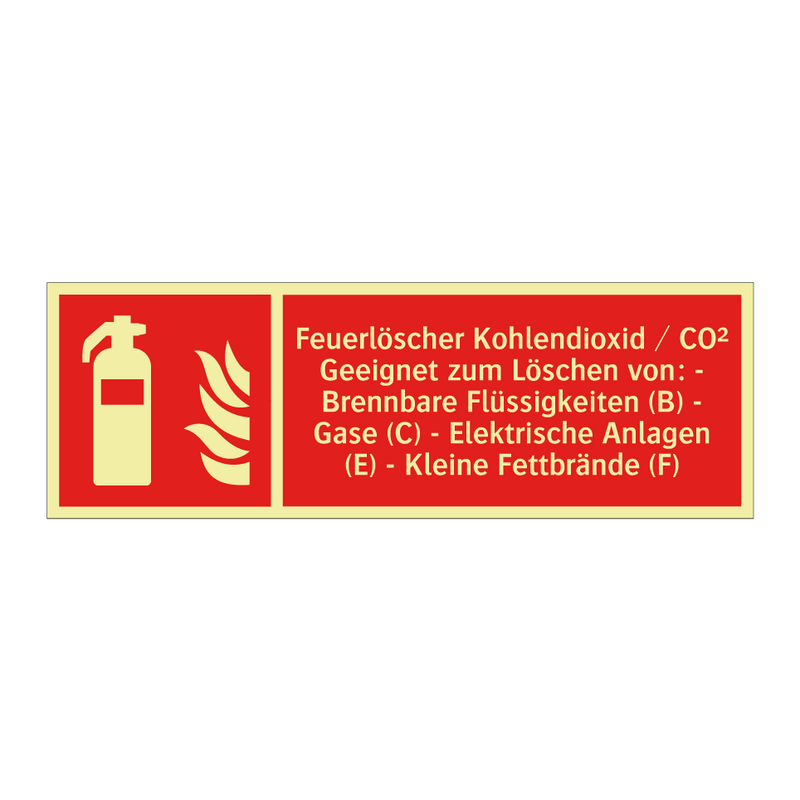 Feuerlöscher Kohlendioxid / CO² Geeignet zum Löschen von: - Brennbare Flüssigkeiten (B) - Gase (C) - Elektrische Anlagen (E) - Kleine Fettbrände (F)