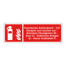 Feuerlöscher Kohlendioxid / CO² Geeignet zum Löschen von: - Brennbare Flüssigkeiten (B) - Gase (C) - Elektrische Anlagen (E) - Kleine Fettbrände (F)
