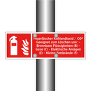 Feuerlöscher Kohlendioxid / CO² Geeignet zum Löschen von: - Brennbare Flüssigkeiten (B) - Gase (C) - Elektrische Anlagen (E) - Kleine Fettbrände (F)