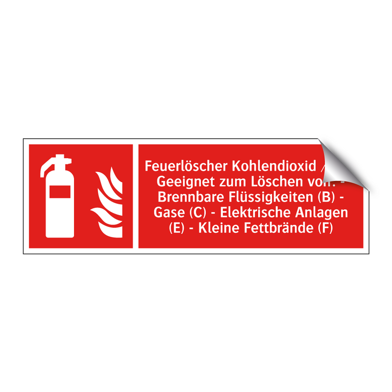 Feuerlöscher Kohlendioxid / CO² Geeignet zum Löschen von: - Brennbare Flüssigkeiten (B) - Gase (C) - Elektrische Anlagen (E) - Kleine Fettbrände (F)