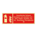 Feuerlöscher Schaum Geeignet zum Löschen von: - Holz, Papier, Textilien, etc. (A) - Brennbare Flüssigkeiten (B)