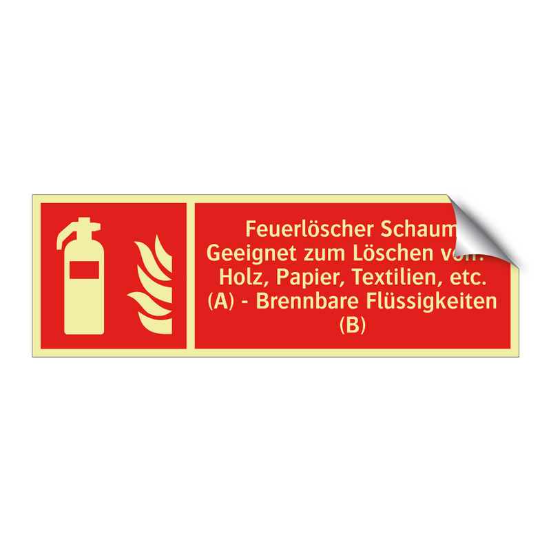 Feuerlöscher Schaum Geeignet zum Löschen von: - Holz, Papier, Textilien, etc. (A) - Brennbare Flüssigkeiten (B)