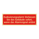 Evakuierungsalarm Verlassen Sie das Gebäude sofort, wenn das Alarmsignal ertönt