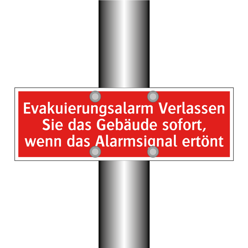 Evakuierungsalarm Verlassen Sie das Gebäude sofort, wenn das Alarmsignal ertönt