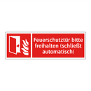 Feuerschutztür bitte freihalten (schließt automatisch)
