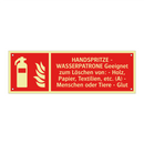 HANDSPRITZE - WASSERPATRONE Geeignet zum Löschen von: - Holz, Papier, Textilien, etc. (A) - Menschen oder Tiere - Glut