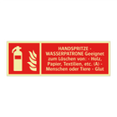 HANDSPRITZE - WASSERPATRONE Geeignet zum Löschen von: - Holz, Papier, Textilien, etc. (A) - Menschen oder Tiere - Glut
