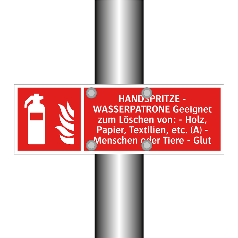 HANDSPRITZE - WASSERPATRONE Geeignet zum Löschen von: - Holz, Papier, Textilien, etc. (A) - Menschen oder Tiere - Glut
