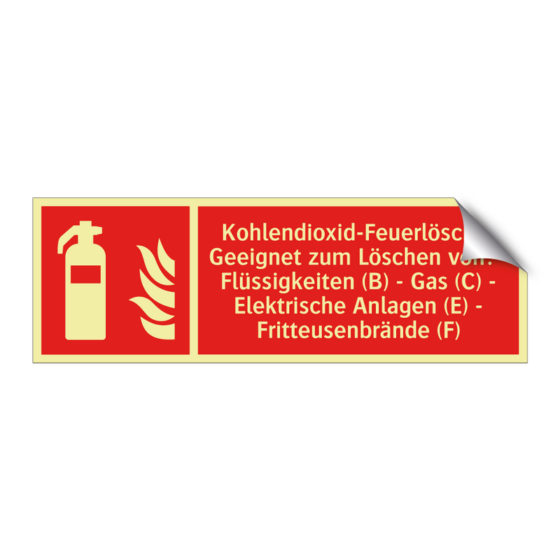 Kohlendioxid-Feuerlöscher Geeignet zum Löschen von: - Flüssigkeiten (B) - Gas (C) - Elektrische Anlagen (E) - Fritteusenbrände (F)