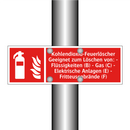 Kohlendioxid-Feuerlöscher Geeignet zum Löschen von: - Flüssigkeiten (B) - Gas (C) - Elektrische Anlagen (E) - Fritteusenbrände (F)
