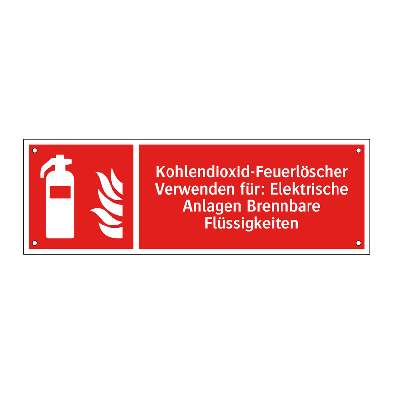 Kohlendioxid-Feuerlöscher Verwenden für: Elektrische Anlagen Brennbare Flüssigkeiten