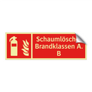 Schaumlöscher Brandklassen A. B