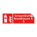 Schaumlöscher Brandklassen A. B
