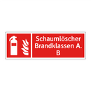 Schaumlöscher Brandklassen A. B