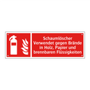 Schaumlöscher Verwendet gegen Brände in Holz, Papier und brennbaren Flüssigkeiten
