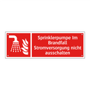 Sprinklerpumpe Im Brandfall Stromversorgung nicht ausschalten
