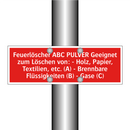 Feuerlöscher ABC PULVER Geeignet zum Löschen von: - Holz, Papier, Textilien, etc. (A) - Brennbare Flüssigkeiten (B) - Gase (C)