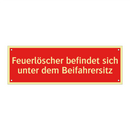 Feuerlöscher befindet sich unter dem Beifahrersitz