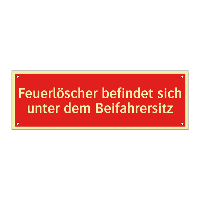 Feuerlöscher befindet sich unter dem Beifahrersitz