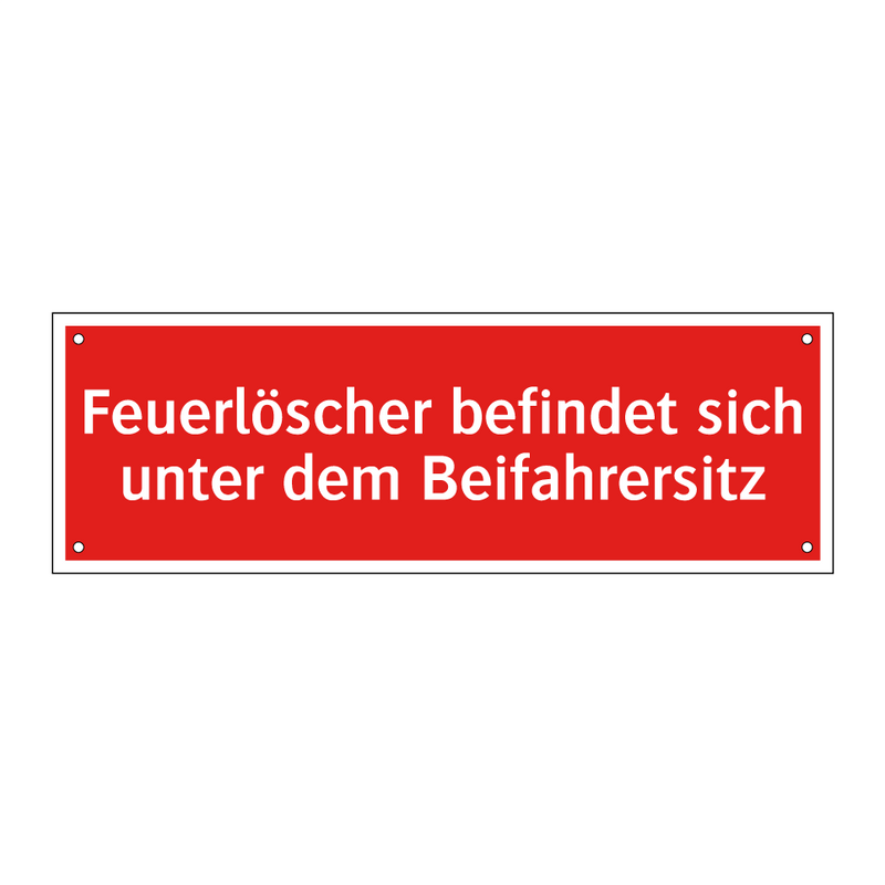 Feuerlöscher befindet sich unter dem Beifahrersitz