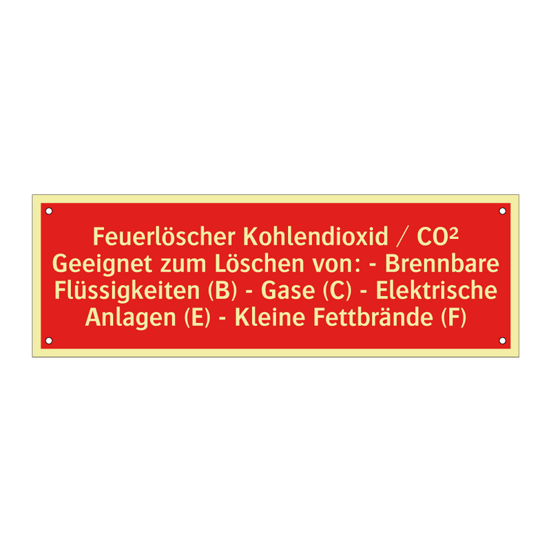 Feuerlöscher Kohlendioxid / CO² Geeignet zum Löschen von: - Brennbare Flüssigkeiten (B) - Gase (C) - Elektrische Anlagen (E) - Kleine Fettbrände (F)