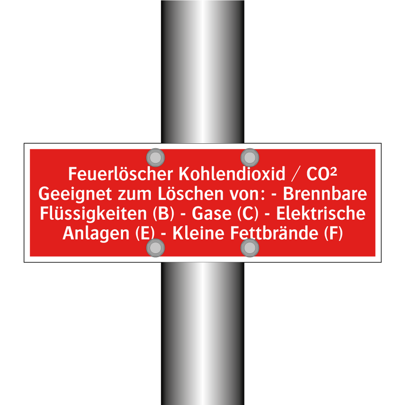 Feuerlöscher Kohlendioxid / CO² Geeignet zum Löschen von: - Brennbare Flüssigkeiten (B) - Gase (C) - Elektrische Anlagen (E) - Kleine Fettbrände (F)