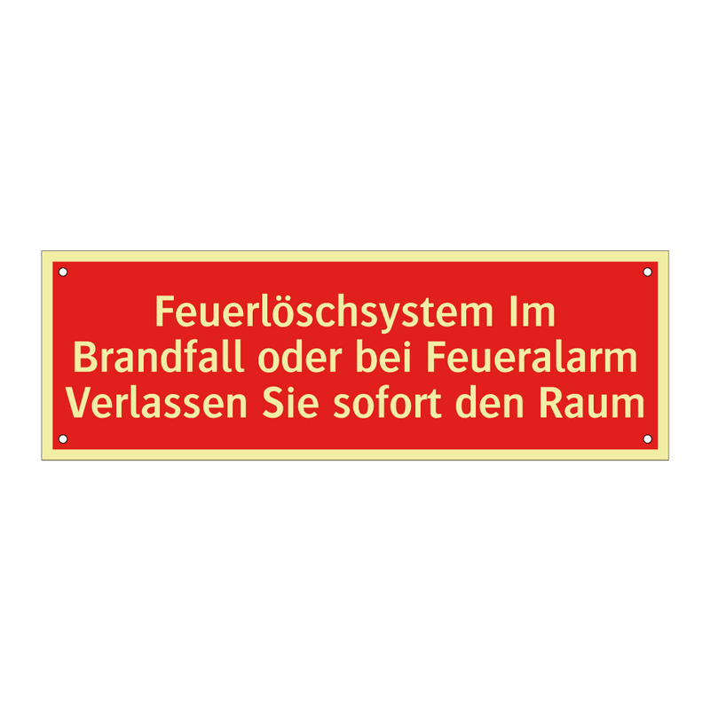 Feuerlöschsystem Im Brandfall oder bei Feueralarm Verlassen Sie sofort den Raum