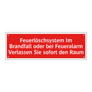 Feuerlöschsystem Im Brandfall oder bei Feueralarm Verlassen Sie sofort den Raum