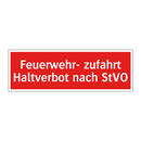 Feuerwehr- zufahrt Haltverbot nach StVO