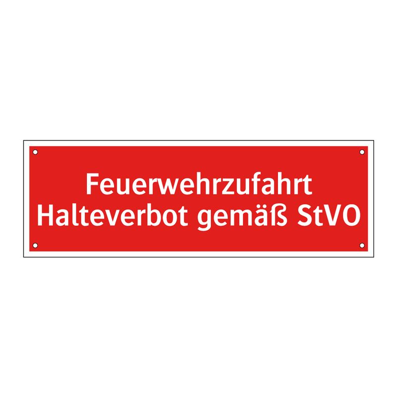 Feuerwehrzufahrt Halteverbot gemäß StVO