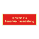 Hinweis zur Feuerlöschausrüstung