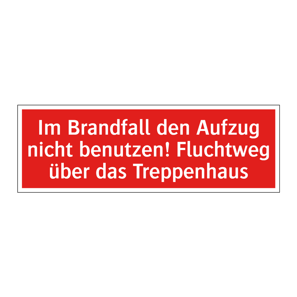 Sicherheitsaufkleber: 'Aufzug Im Brandfall Nicht Benutzen. Fluchtweg über Treppenhaus!' – 100x100 Mm, Selbstklebend