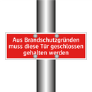 Aus Brandschutzgründen muss diese Tür geschlossen gehalten werden