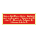 Kohlendioxid-Feuerlöscher Geeignet zum Löschen von: - Flüssigkeiten (B) - Gas (C) - Elektrische Anlagen (E) - Fritteusenbrände (F)