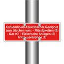 Kohlendioxid-Feuerlöscher Geeignet zum Löschen von: - Flüssigkeiten (B) - Gas (C) - Elektrische Anlagen (E) - Fritteusenbrände (F)