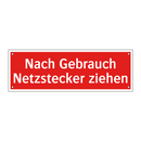 Nach Gebrauch Netzstecker ziehen