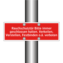 Rauchschutztür Bitte immer geschlossen halten. Verkeilen, Verstellen, Festbinden o.ä. verboten