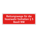 Rettungswege für die feuerwehr freihalten § 5 BauO NW