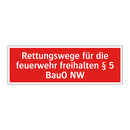 Rettungswege für die feuerwehr freihalten § 5 BauO NW