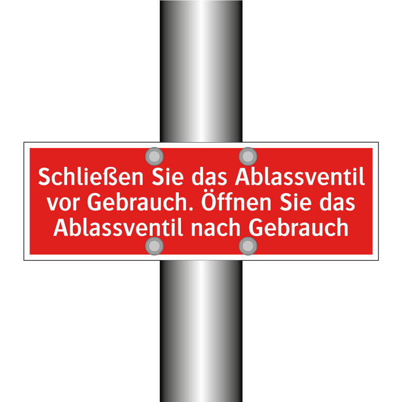 Schließen Sie das Ablassventil vor Gebrauch. Öffnen Sie das Ablassventil nach Gebrauch