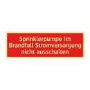 Sprinklerpumpe Im Brandfall Stromversorgung nicht ausschalten