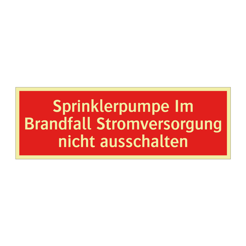 Sprinklerpumpe Im Brandfall Stromversorgung nicht ausschalten